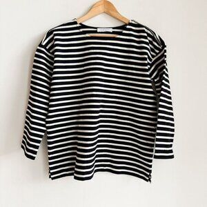 Everlane Black & White Breton Stripe Top S